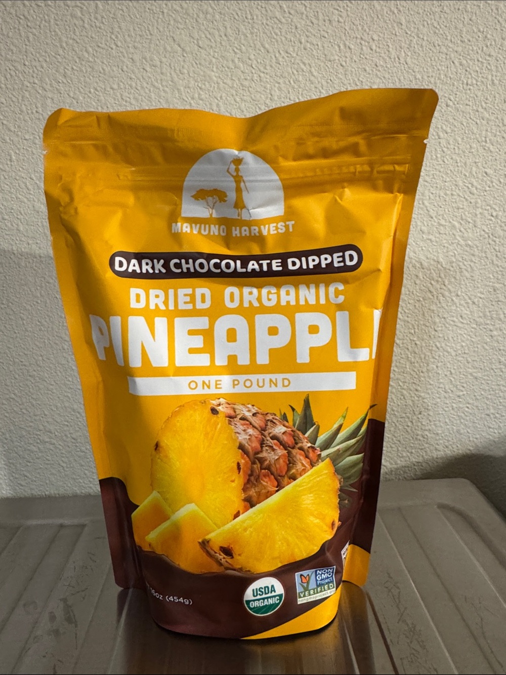 Mavuno Harvest Dark Chocolate Dipped Dried Organic Pineapple - Yellow NEW 1 lb b